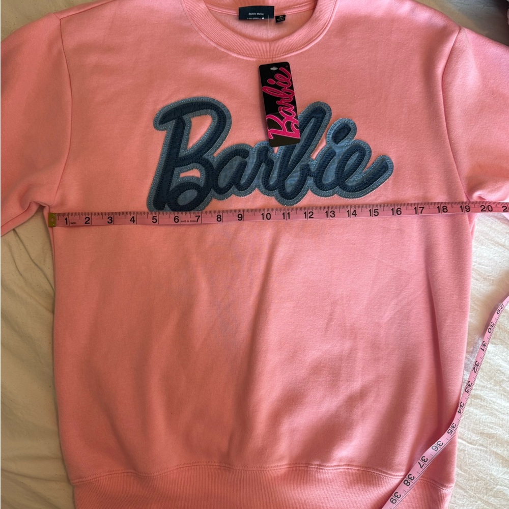 NWT Pink Barbie Sweatshirt Denim Logo - Picture 3 of 3